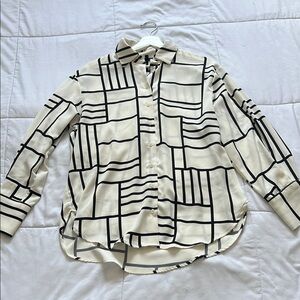 Dynamite Cream and Black Casual Button Down Shirt